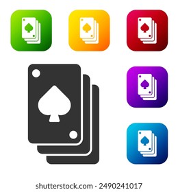 Black Playing cards icon isolated on white background. Casino gambling. Set icons in color square buttons. Vector