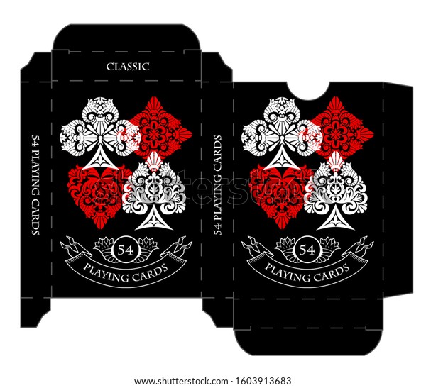 Black Playing Cards Tuck Box Template เวกเตอร์สต็อก (ปลอดค่าลิขสิทธิ์