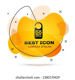 Black Please do not disturb icon isolated on white background. Hotel Door Hanger Tags. Fluid color banner. Vector Illustration