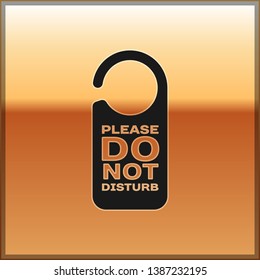 Black Please do not disturb icon isolated on gold background. Hotel Door Hanger Tags. Vector Illustration