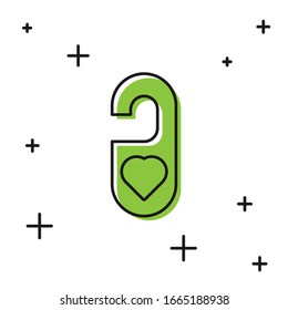 Black Please do not disturb with heart icon isolated on white background. 8 March. International Happy Women Day.  Vector Illustration