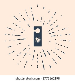 Negro Por favor, no moleste el icono aislado en el fondo beige. Etiquetas de la Hanger de la Puerta del Hotel. Resumen de puntos aleatorios de círculo. Ilustración vectorial