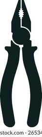 Black pliers gripping nothing against a clean white background, serving as a strong visual representation for construction, repair, and maintenance work in various industries