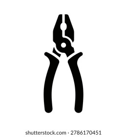 Black pliers icon tool for gripping and cutting hand tool illustration
