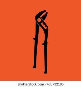 Black pliers vector icon illustration. Orange background