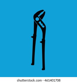 Black pliers vector illustration. Blue background
