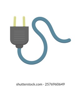 black plug with blue cable. electrical equipment. electronics. vector illustration