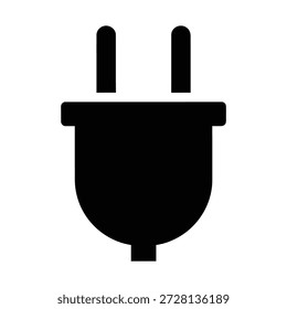 El icono de enchufe negro representa una conexión de alimentación para dispositivos eléctricos, asegurando un suministro de energía. Símbolo de enchufe eléctrico simple aislado en un fondo transparente