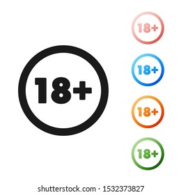 Black Plus 18 movie icon isolated on white background. Adult content. Under 18 years sign. Set icons colorful. Vector Illustration