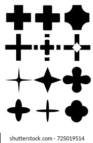 black plus icons on the white background for clip art with vector file