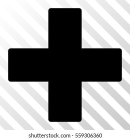 Black Plus interface icon. Vector pictogram style is a flat symbol on diagonal hatch transparent background.