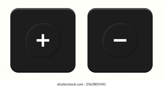 Black plus and minus app icons. Math app icons