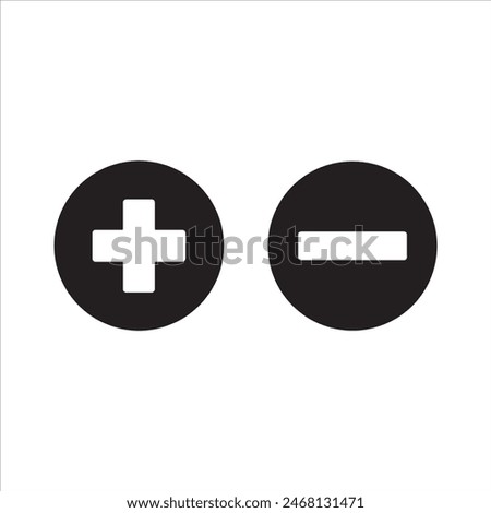 Black plus minus silhouette isolated on white background. Plus minus icon vector illustration design.