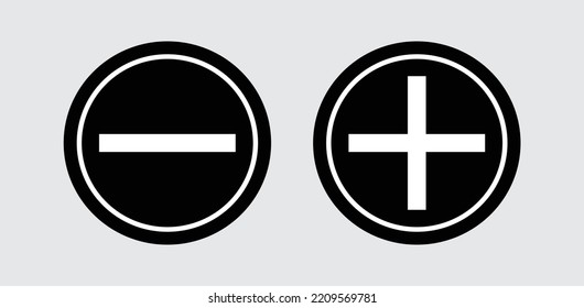 Black plus and minus. Vector illustration. Plus and minus round icons on white background. you can use for web application etc vector Eps8