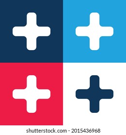 Black Plus Sign blue and red four color minimal icon set