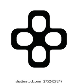 Black plus sign with rounded edges and circular negative spaces