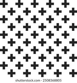 Black Plus Sign Seamless Pattern Background