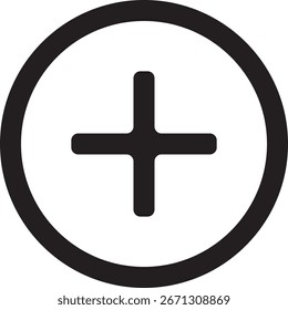 Negro más Iniciar sesión un borde circular grueso.