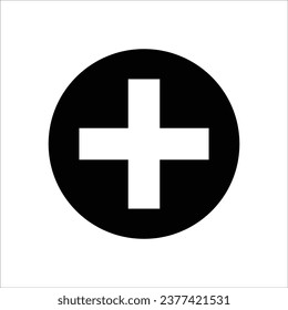 black plus symbol vector for health element