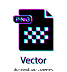 Black PNG file document. Download png button icon isolated on white background. PNG file symbol.  Vector Illustration