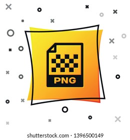 Black PNG file document icon. Download png button icon isolated on white background. PNG file symbol. Yellow square button. Vector Illustration