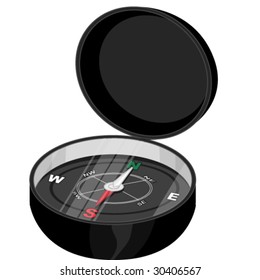 Black pocket compass with cover