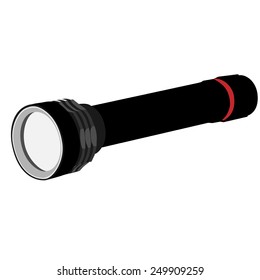 Black pocket flashlight vector icon isolated, hand flashlight