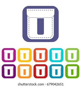 Black pocket icons set vector illustration in flat style In colors red, blue, green and other