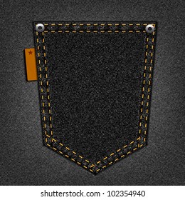 Black pocket on a jeans background