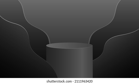 Black Podium minimal abstract background , 3D stage podium display product , stand to show cosmetic products ,illustration 3d Vector EPS 10