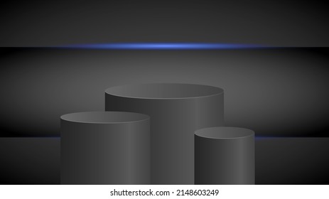 Black Podium minimal abstract background , 3D stage podium display product , stand to show cosmetic products ,illustration 3d Vector EPS 10