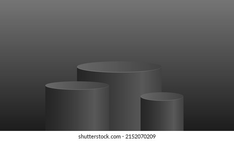 Black Podium minimal abstract background , 3D stage podium display product , stand to show cosmetic products ,illustration 3d Vector EPS 10