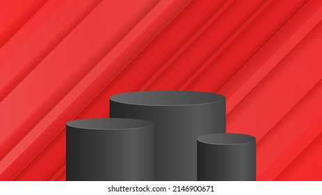 Black Podium on Red background , Flat Modern design , illustration Vector EPS 10