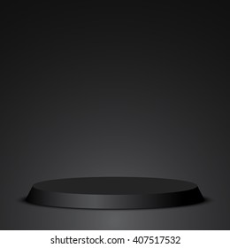 Black podium. Pedestal. Scene. Vector illustration.