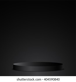 Black podium. Pedestal. Vector illustration.