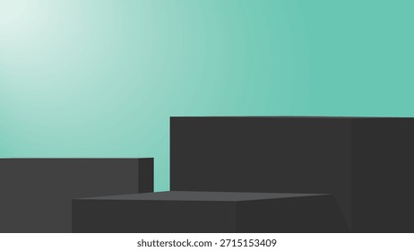Bloque de paso de pantalla mínima de fondo de menta de plataforma de podio negro