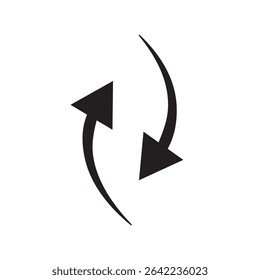 Black pointed directional arrows. Vector illustration of up and down black arrows showing forward and backwards directions. EPS 10
