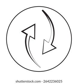 Black pointed directional arrows. Vector illustration of up and down black arrows showing forward and backwards directions. EPS 10