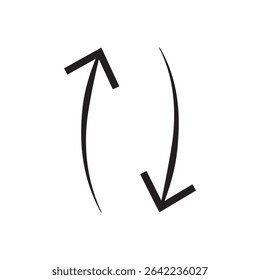 Black pointed directional arrows. Vector illustration of up and down black arrows showing forward and backwards directions. EPS 10