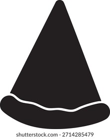 Sombrero puntiagudo negro de ala ancha y banda decorativa blanca