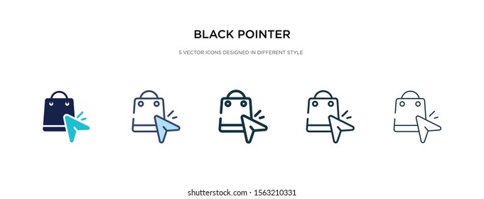 black pointer icon in different style vector illustration. two colored and black black pointer vector icons designed in filled, outline, line and stroke style can be used for web, mobile, ui