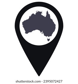 Black Pointer or pin location with Australia map inside. Map of Australia 