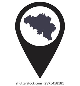 Black Pointer oder Pin Position mit Belgien Karte innen. Karte von Belgien 