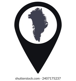 Black Pointer or pin location with Greenland map inside. Map of Greenland