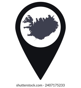 Black Pointer oder Pin Position mit Island Karte innen. Karte von Island