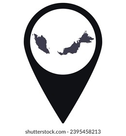 Black Pointer oder Pin Position mit Malaysia Karte innen. Karte von Malaysia 