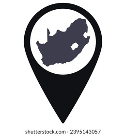 Black Pointer or pin location with South Africa map inside. Map of South Africa