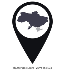Black Pointer or pin location with  Ukraine  map inside. Map of  Ukraine 
