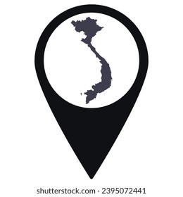 Black Pointer or pin location with Vietnam map inside. Map of Vietnam 