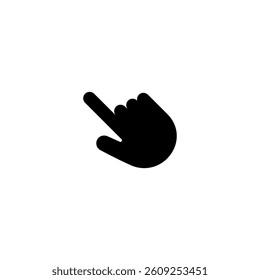 Black pointing hand icon for digital interface navigation.